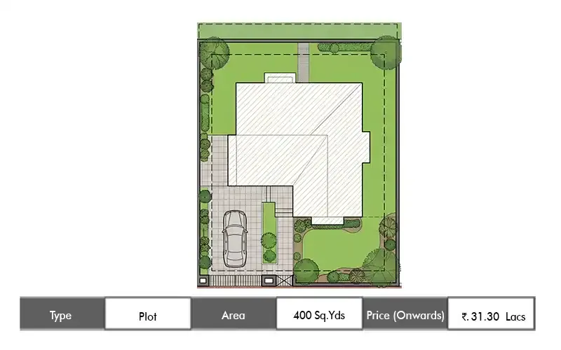 Arvind Sensora Plot floor plan, 400 sq ft carpet area